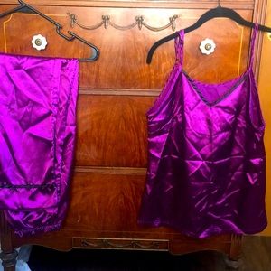 Purple Satin Pajama Set